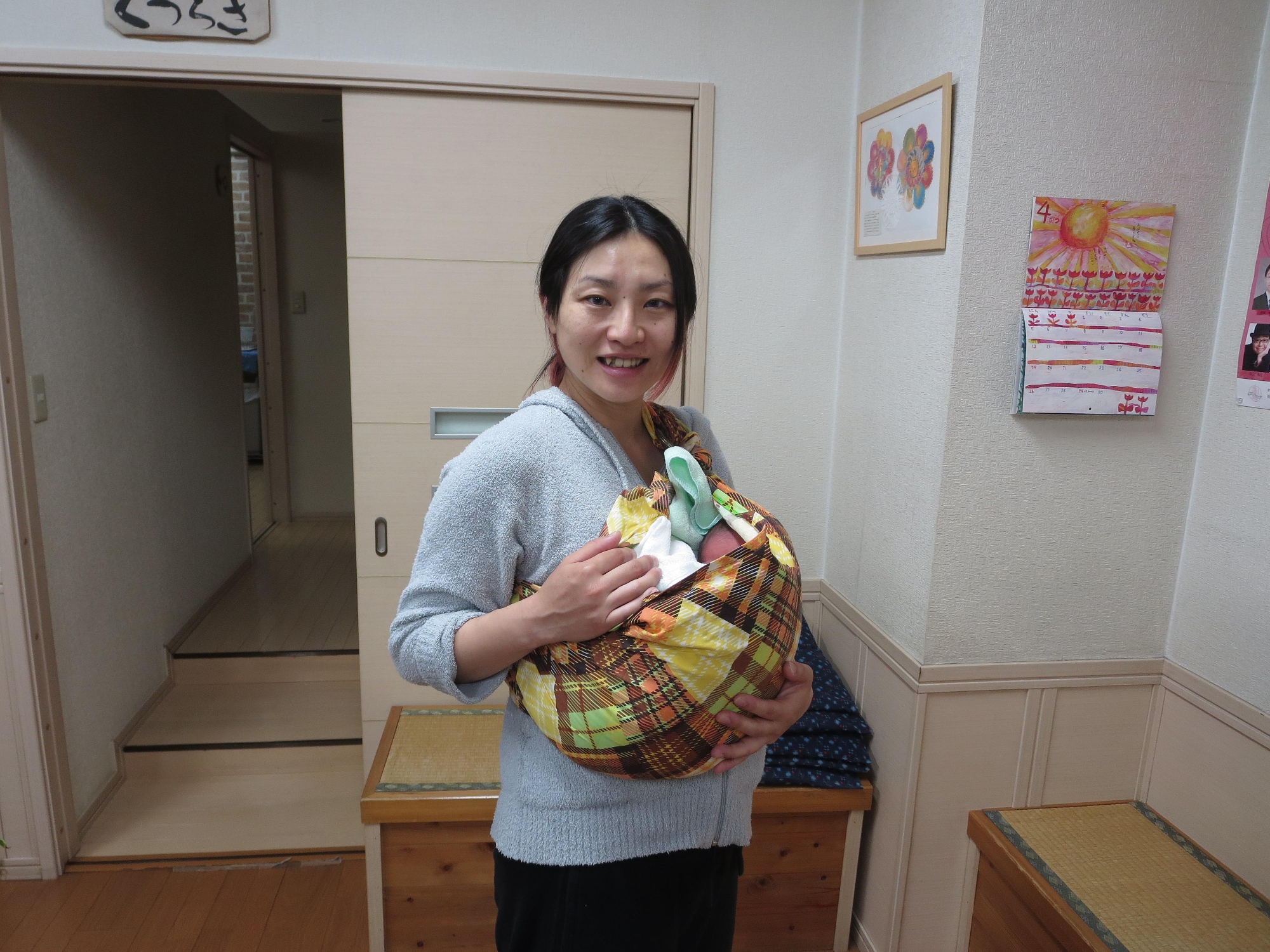 お手製のスリング持参で